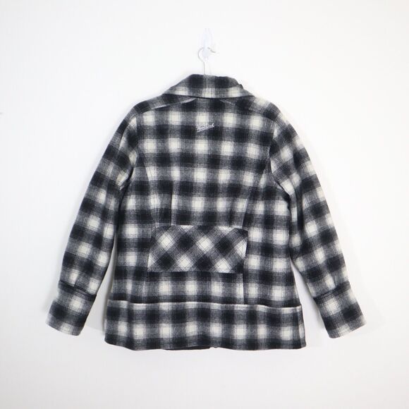 Woolrich Women's Size L Chatham Creek Jacket Wool Plaid Check Black White - Picture 9 of 11